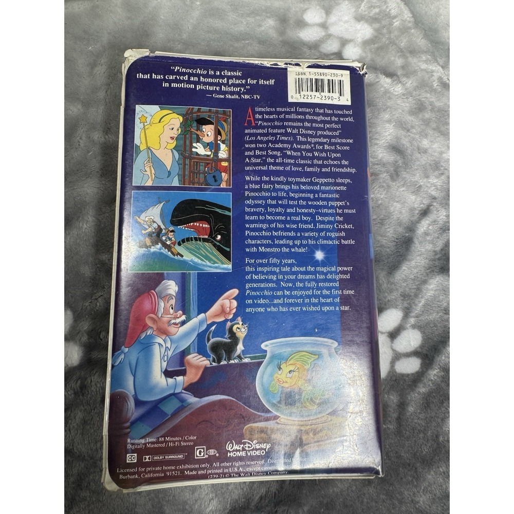 Walt Disney's Pinocchio VHS Masterpiece Collection Movie - Picture 2 of 3